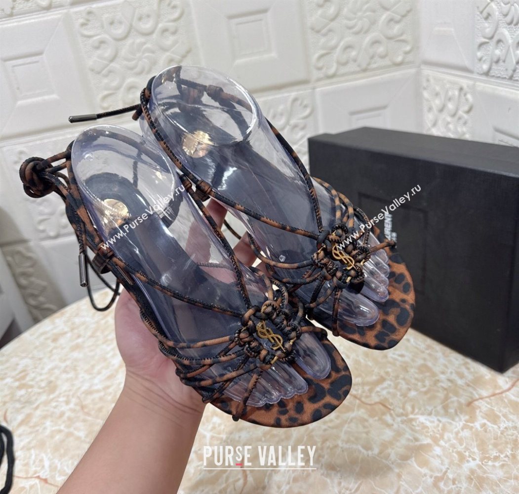 Saint Laurent Printed Strap Wedge Sandals 3.5cm Brown 2025 1027 (MD-251028139)