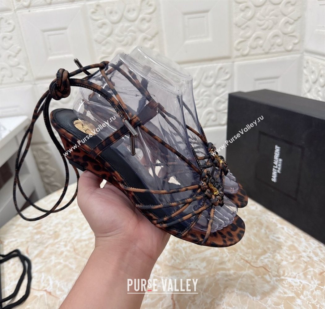 Saint Laurent Printed Strap Wedge Sandals 3.5cm Brown 2025 1027 (MD-251028139)