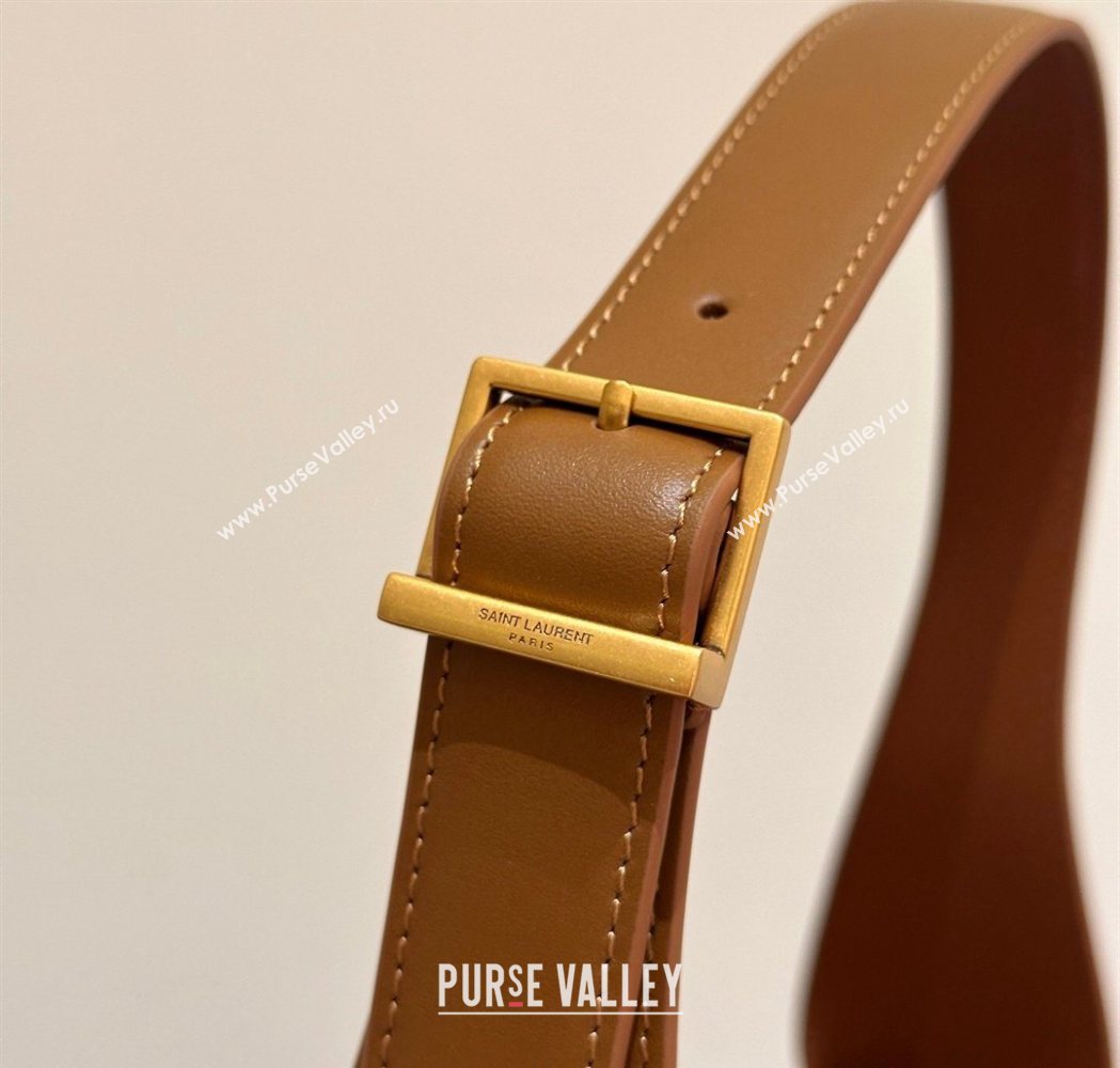 Saint Laurent LE 5 À 7 Supple Small Hobo Bag in Raffia Straw Like and Leather 713938 BrownKhaki 2026 (YIDA-260119002)