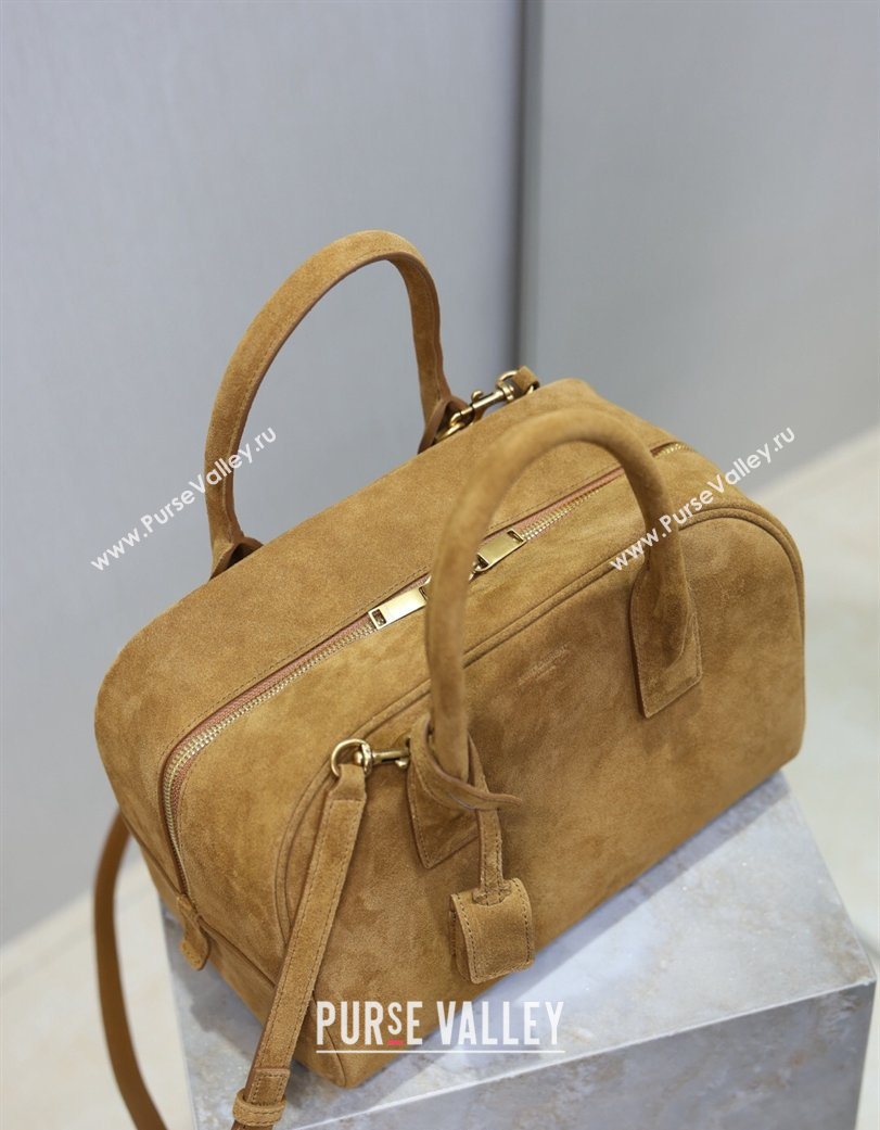 Saint Laurent SAC DE JOUR Boston Bag in Suede Caramel 2026 851694 (YY-260119054)