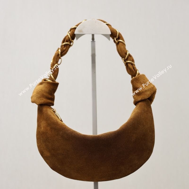 Saint Laurent Amalia Mini Hobo Bag in Suede Caramel Cognac Brown 2026 862558 (YY-260119003)