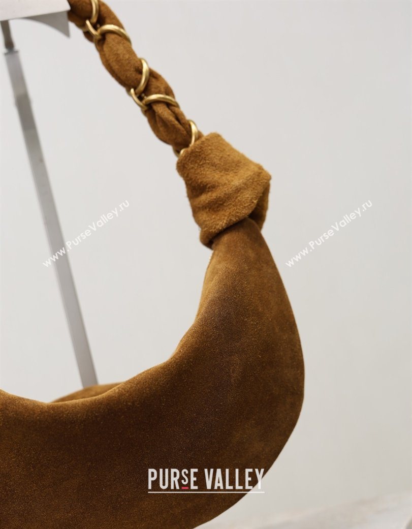 Saint Laurent Amalia Mini Hobo Bag in Suede Caramel Cognac Brown 2026 862558 (YY-260119003)