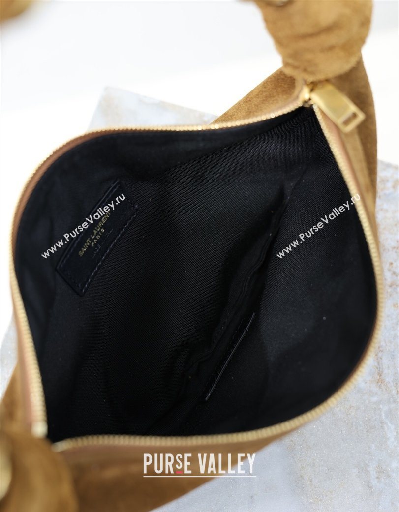 Saint Laurent Amalia Mini Hobo Bag in Suede Caramel Cognac Brown 2026 862558 (YY-260119003)