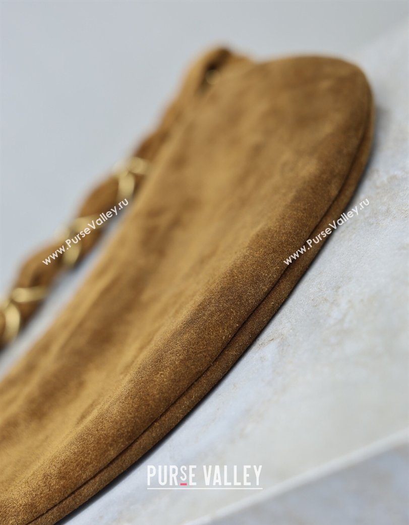 Saint Laurent Amalia Mini Hobo Bag in Suede Caramel Cognac Brown 2026 862558 (YY-260119003)