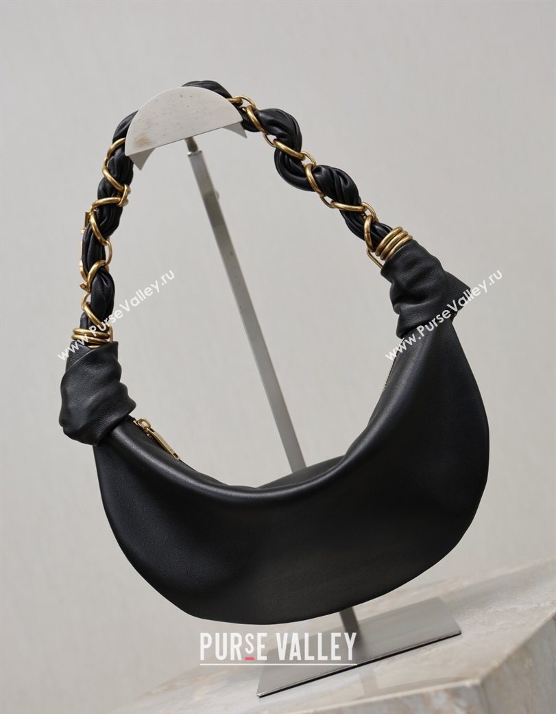 Saint Laurent Amalia Mini Hobo Bag in Calfskin Leather Black 2026 862558 (YY-260119005)