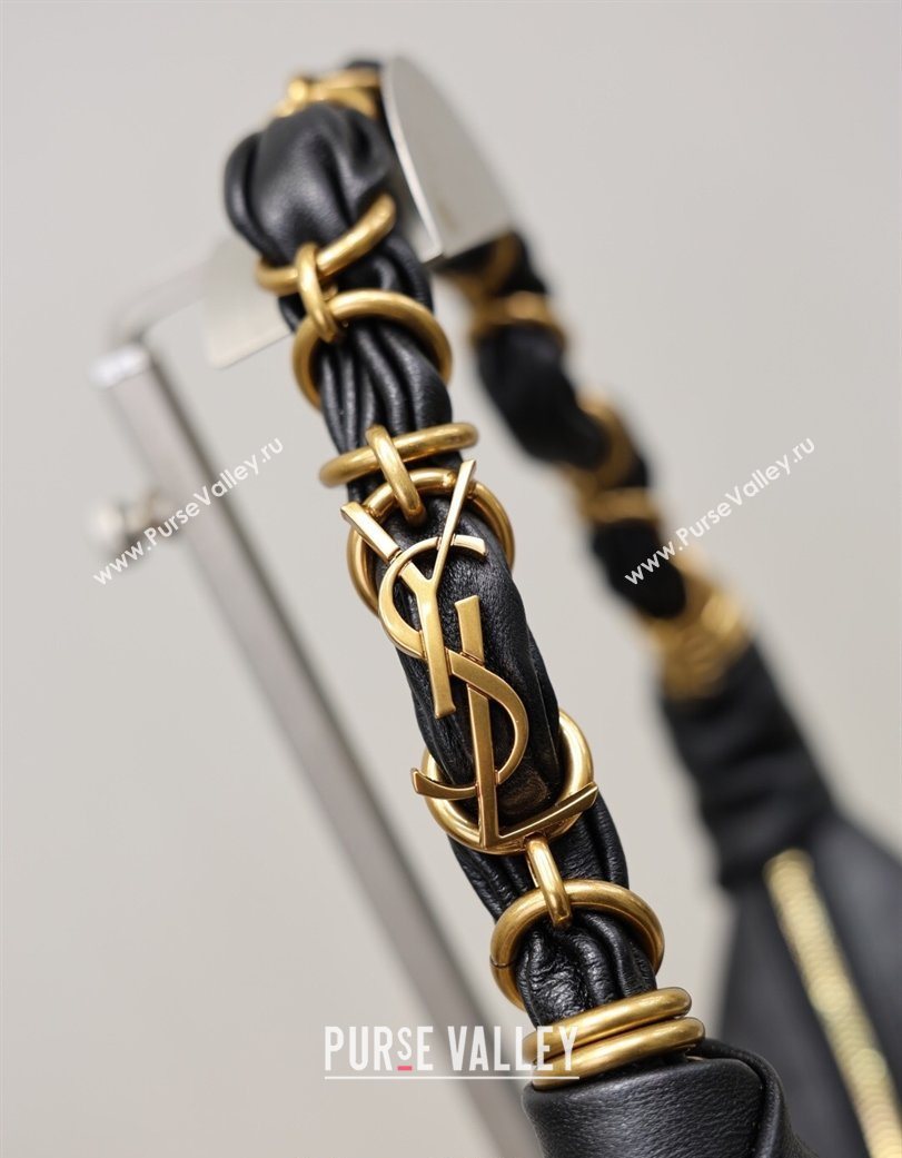 Saint Laurent Amalia Mini Hobo Bag in Calfskin Leather Black 2026 862558 (YY-260119005)