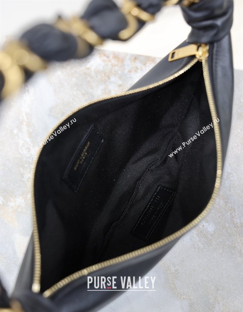 Saint Laurent Amalia Mini Hobo Bag in Calfskin Leather Black 2026 862558 (YY-260119005)