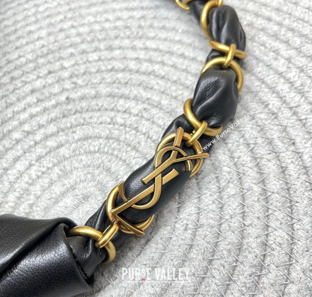 Saint Laurent Amalia Mini Hobo Bag in Shiny Leather Black 2026 862558 (nana-260119004)