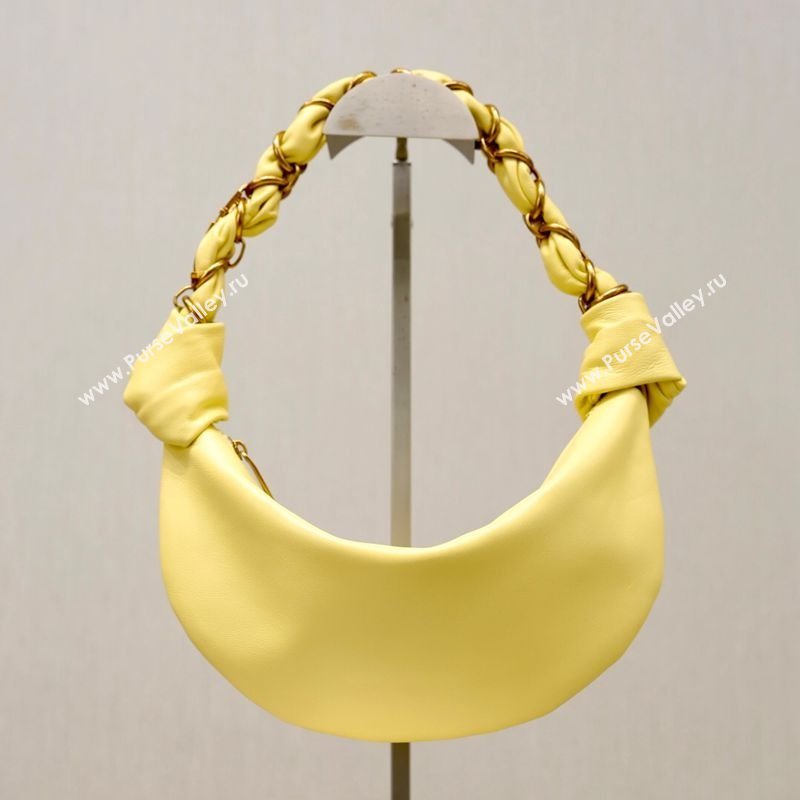 Saint Laurent Amalia Mini Hobo Bag in Calfskin Leather Lemon Yellow 2026 862558 (YY-260119006)