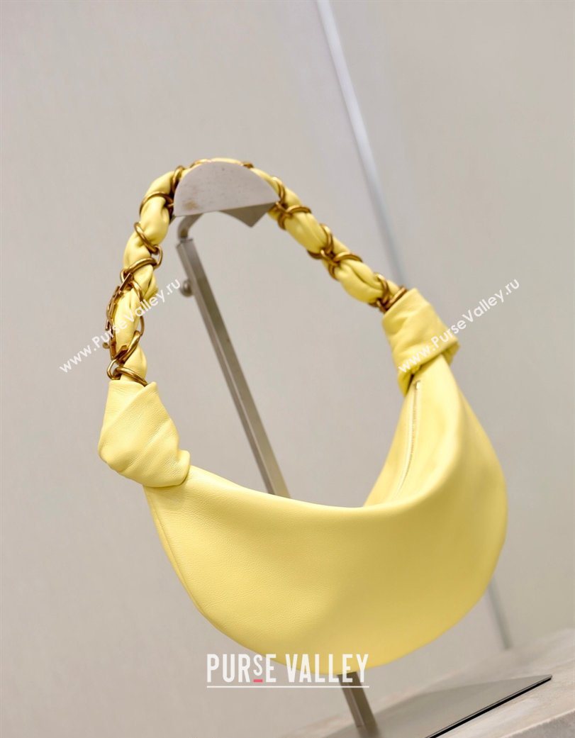 Saint Laurent Amalia Mini Hobo Bag in Calfskin Leather Lemon Yellow 2026 862558 (YY-260119006)