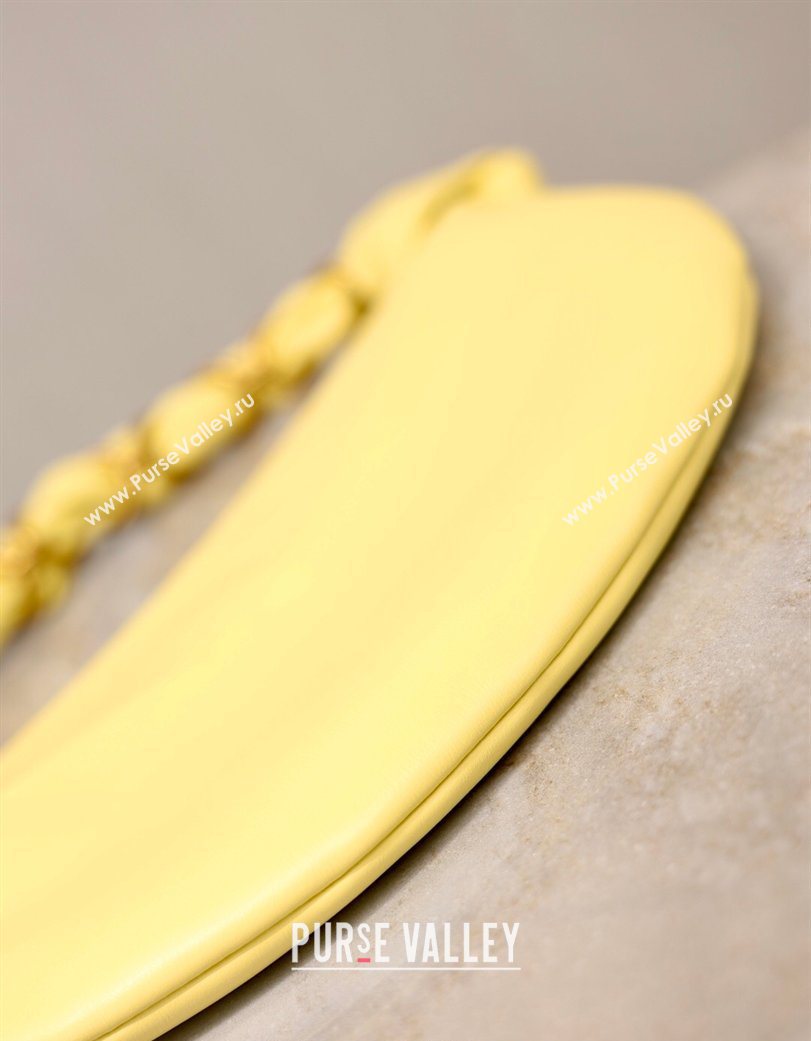 Saint Laurent Amalia Mini Hobo Bag in Calfskin Leather Lemon Yellow 2026 862558 (YY-260119006)