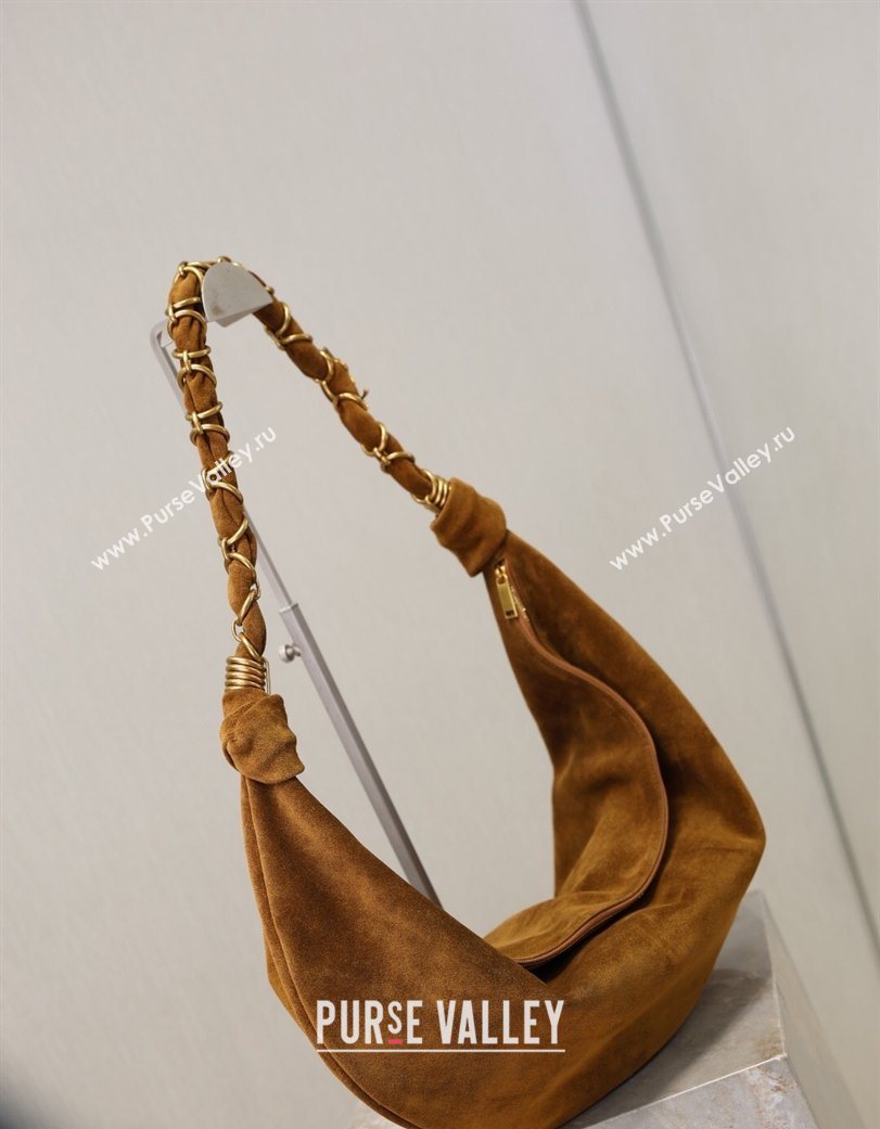Saint Laurent Amalia Hobo Bag in Suede Caramel Brown 2026 862210 (YY-260119018)