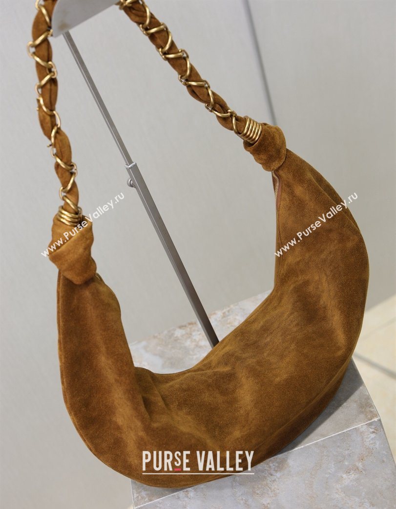 Saint Laurent Amalia Hobo Bag in Suede Caramel Brown 2026 862210 (YY-260119018)