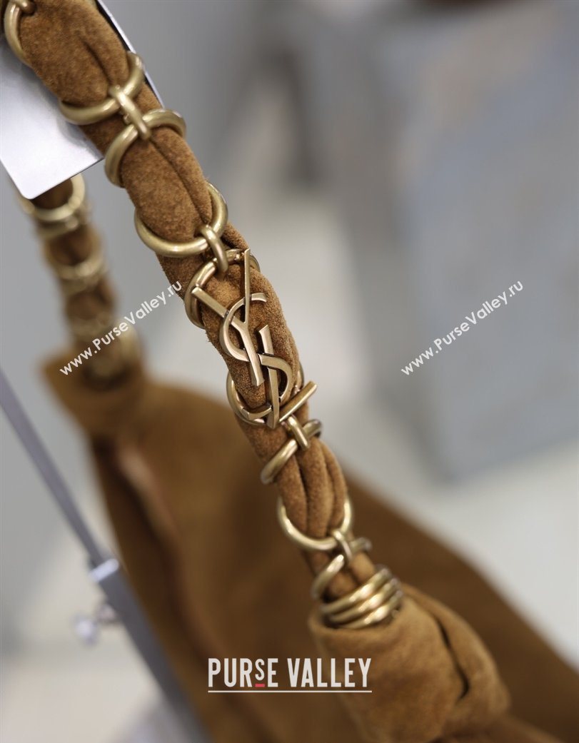 Saint Laurent Amalia Hobo Bag in Suede Caramel Brown 2026 862210 (YY-260119018)