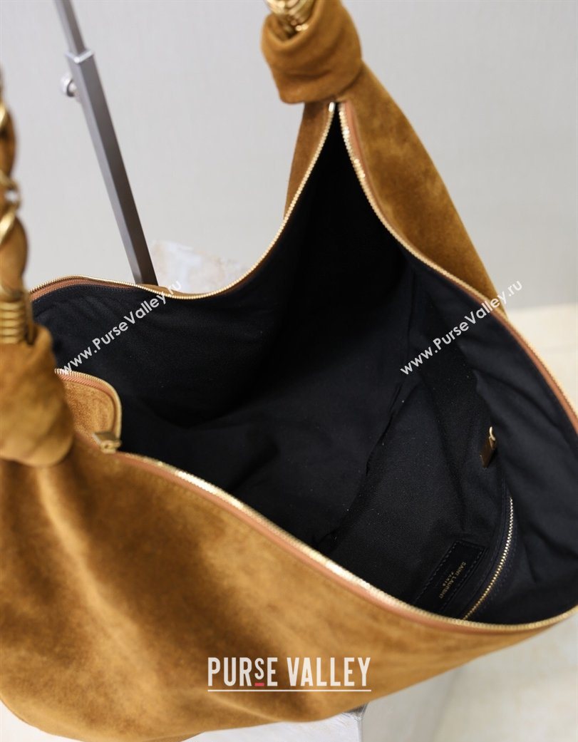 Saint Laurent Amalia Hobo Bag in Suede Caramel Brown 2026 862210 (YY-260119018)