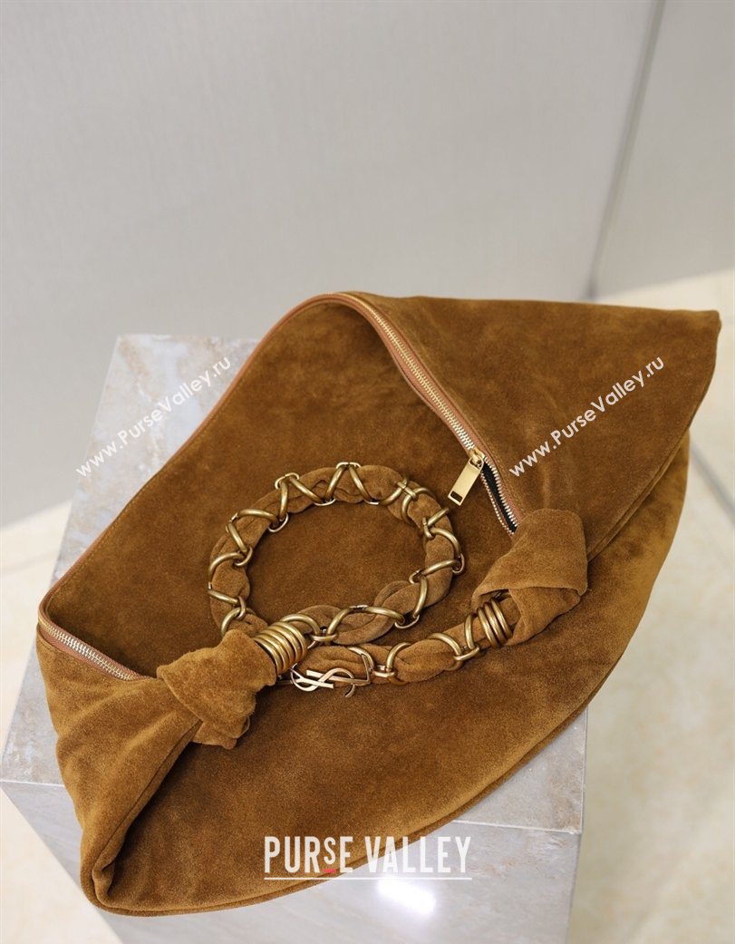 Saint Laurent Amalia Hobo Bag in Suede Caramel Brown 2026 862210 (YY-260119018)