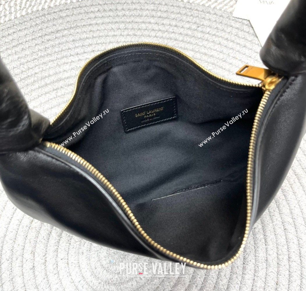 Saint Laurent Amalia Mini Hobo Bag in Shiny Leather Black 2026 862558 (nana-260119004)