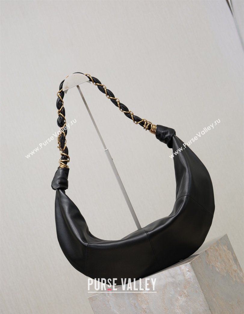 Saint Laurent Amalia Hobo Bag in Calfskin Leather Black 2026 862210 (YY-260119019)