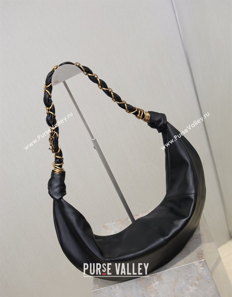 Saint Laurent Amalia Hobo Bag in Calfskin Leather Black 2026 862210 (YY-260119019)