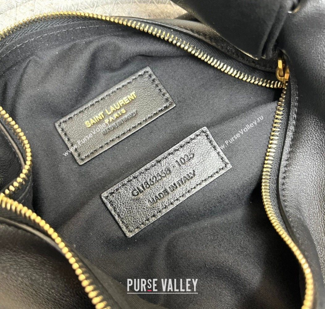 Saint Laurent Amalia Mini Hobo Bag in Shiny Leather Black 2026 862558 (nana-260119004)