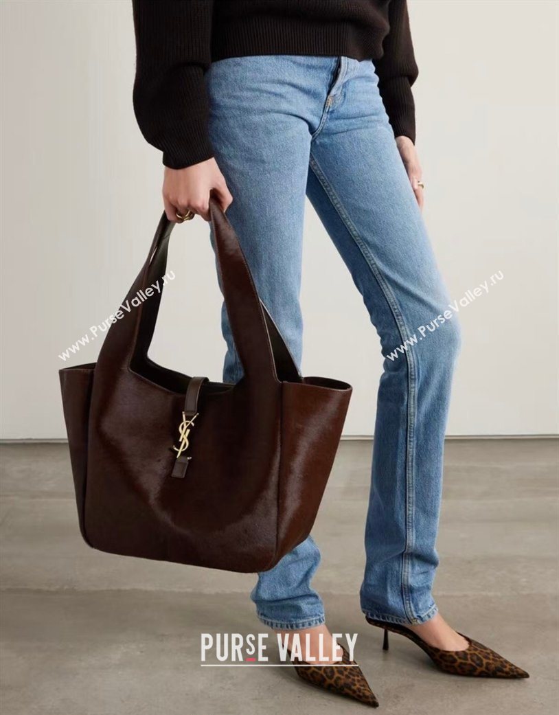 Saint Laurent Bea Tote Bag in Pony Hair Coffee 763435 2026 (YY-260119037)