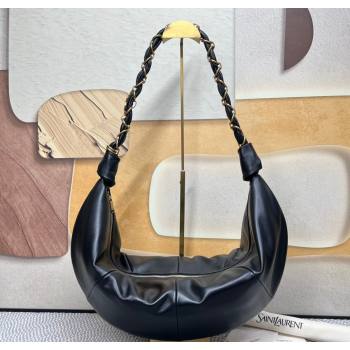 Saint Laurent Amalia Hobo Bag in Shiny Leather Black 2026 862210 (nana-260119017)