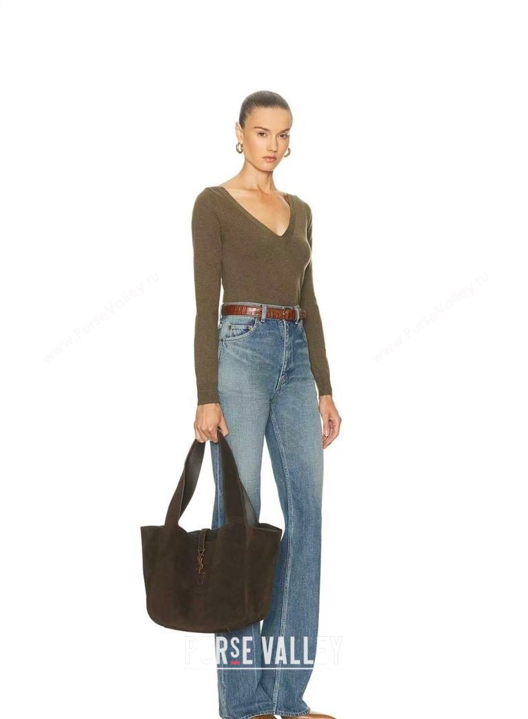 Saint Laurent Bea Tote Bag in Suede 763435 Green 2026 (YY-260119039)