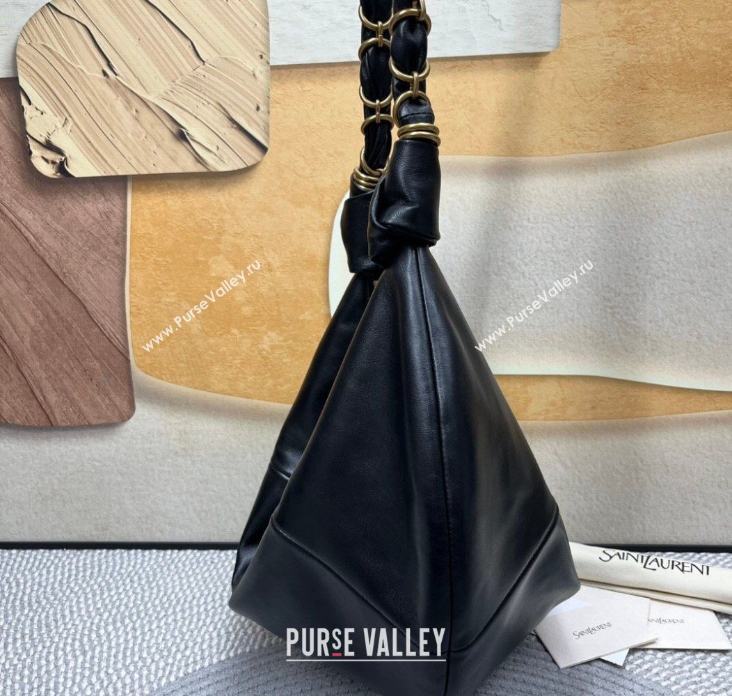Saint Laurent Amalia Hobo Bag in Shiny Leather Black 2026 862210 (nana-260119017)