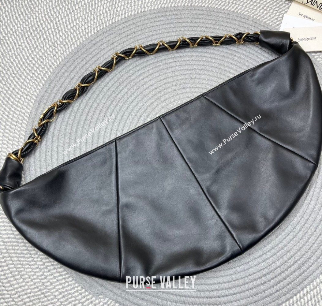 Saint Laurent Amalia Hobo Bag in Shiny Leather Black 2026 862210 (nana-260119017)