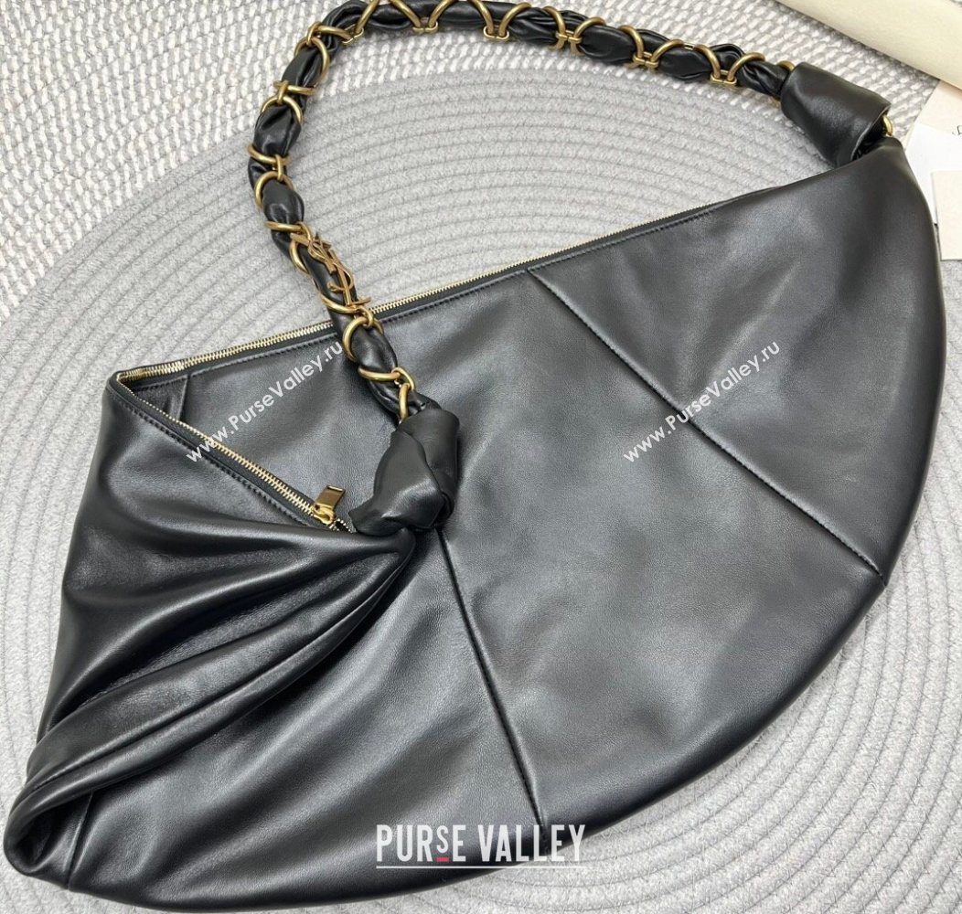 Saint Laurent Amalia Hobo Bag in Shiny Leather Black 2026 862210 (nana-260119017)