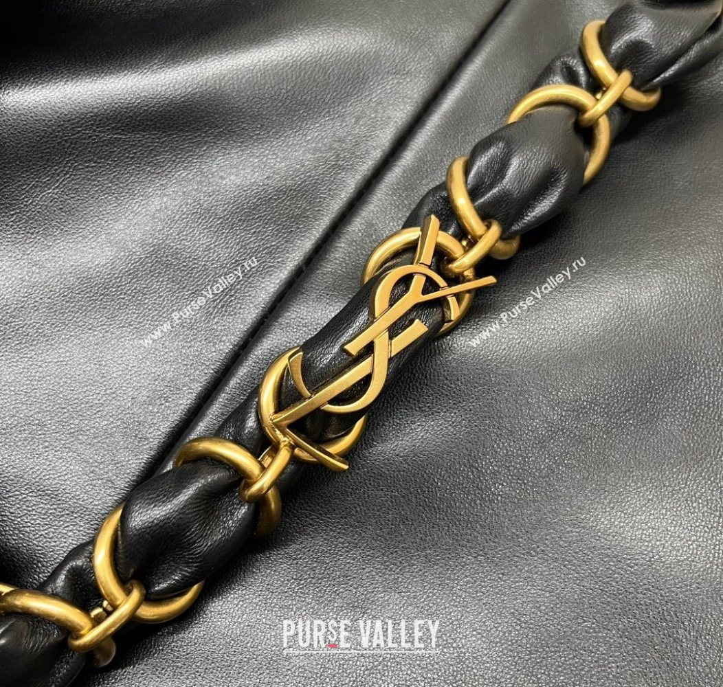 Saint Laurent Amalia Hobo Bag in Shiny Leather Black 2026 862210 (nana-260119017)