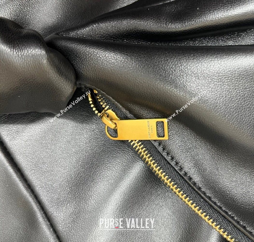 Saint Laurent Amalia Hobo Bag in Shiny Leather Black 2026 862210 (nana-260119017)