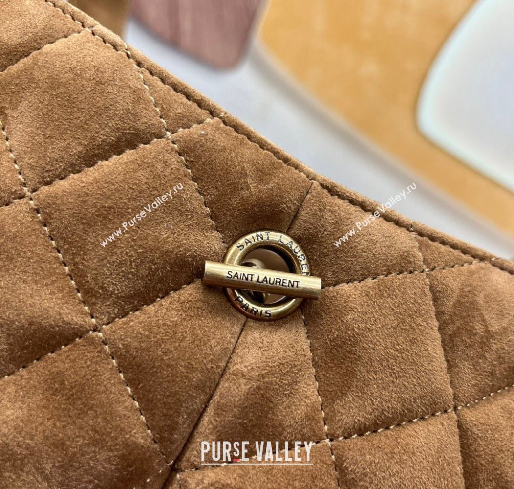 Saint Laurent Icare Medium Shopping Bag in Quilted Suede Brown 2026 858191 (nana-260119042)