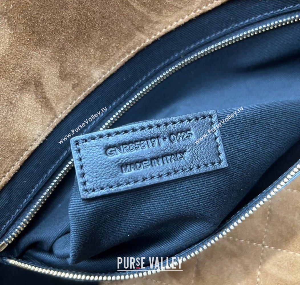 Saint Laurent Icare Medium Shopping Bag in Quilted Suede Brown 2026 858191 (nana-260119042)