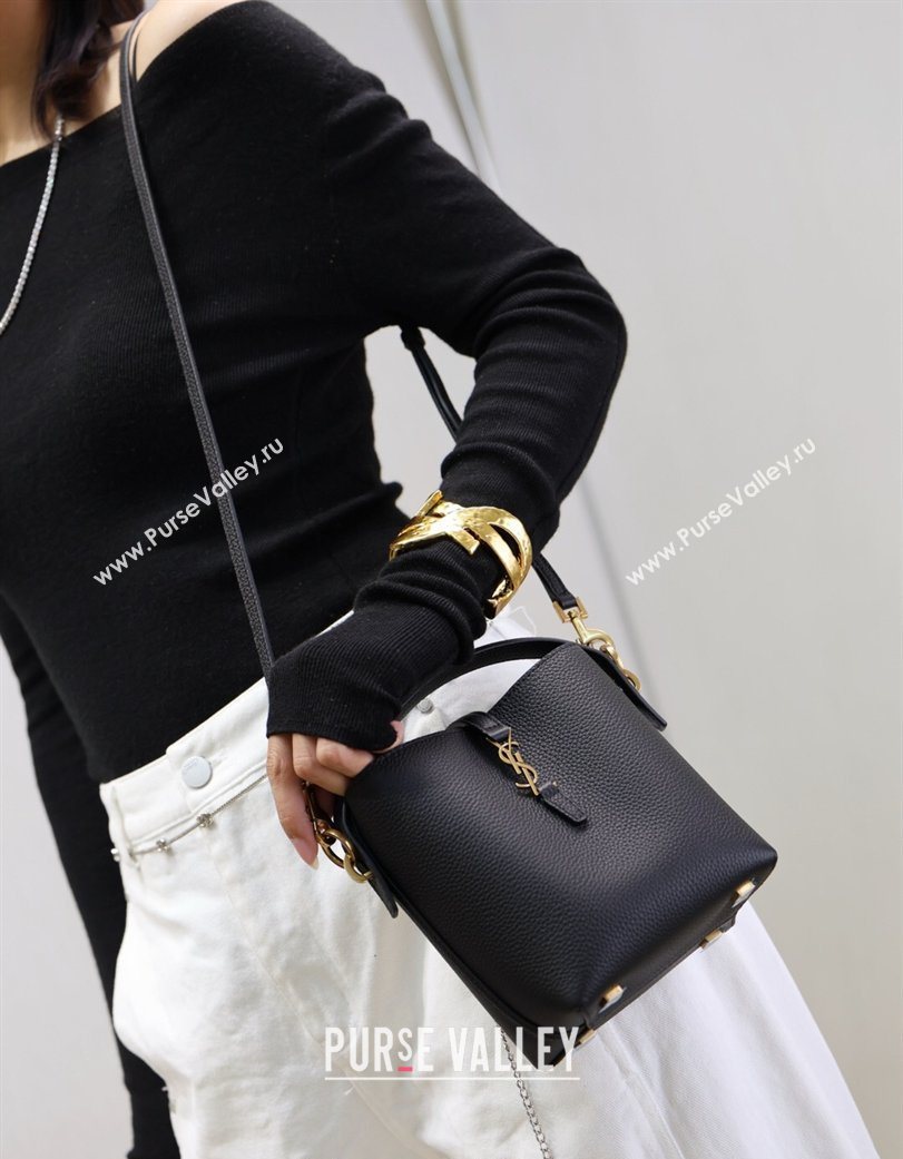 Saint Laurent LE 37 Mini Bucket Bag in Grained leather 765870 Black 2026 (YY-260119070)