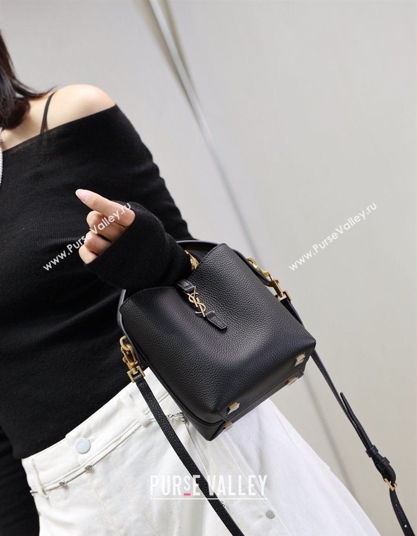 Saint Laurent LE 37 Mini Bucket Bag in Grained leather 765870 Black 2026 (YY-260119070)