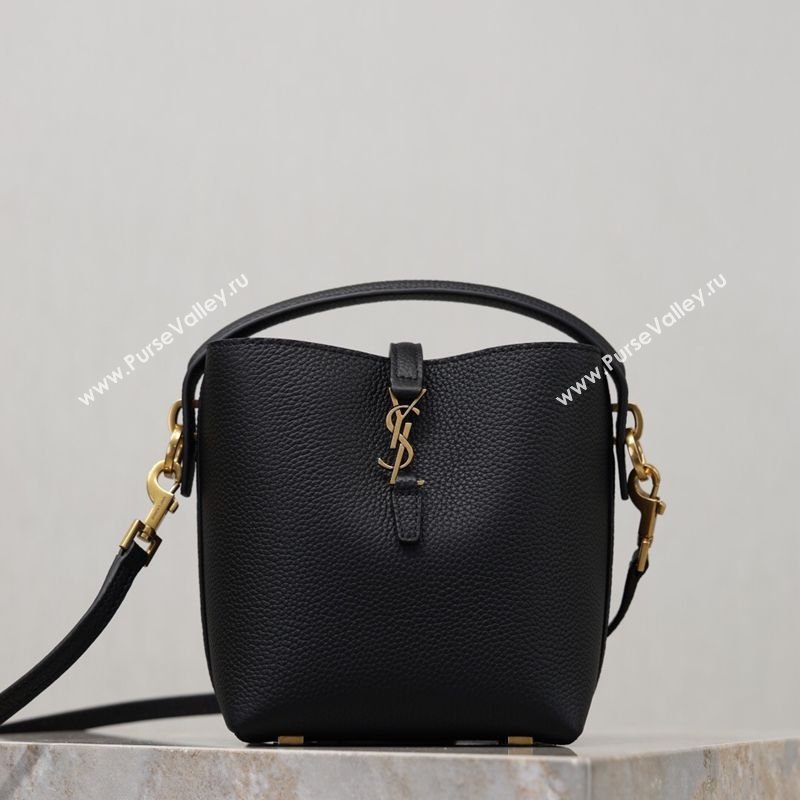 Saint Laurent LE 37 Mini Bucket Bag in Grained leather 765870 Black 2026 (YY-260119070)