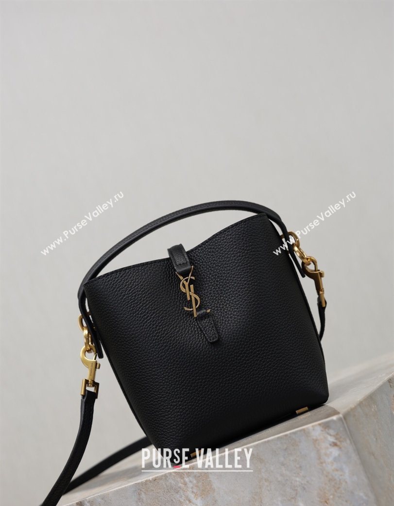 Saint Laurent LE 37 Mini Bucket Bag in Grained leather 765870 Black 2026 (YY-260119070)