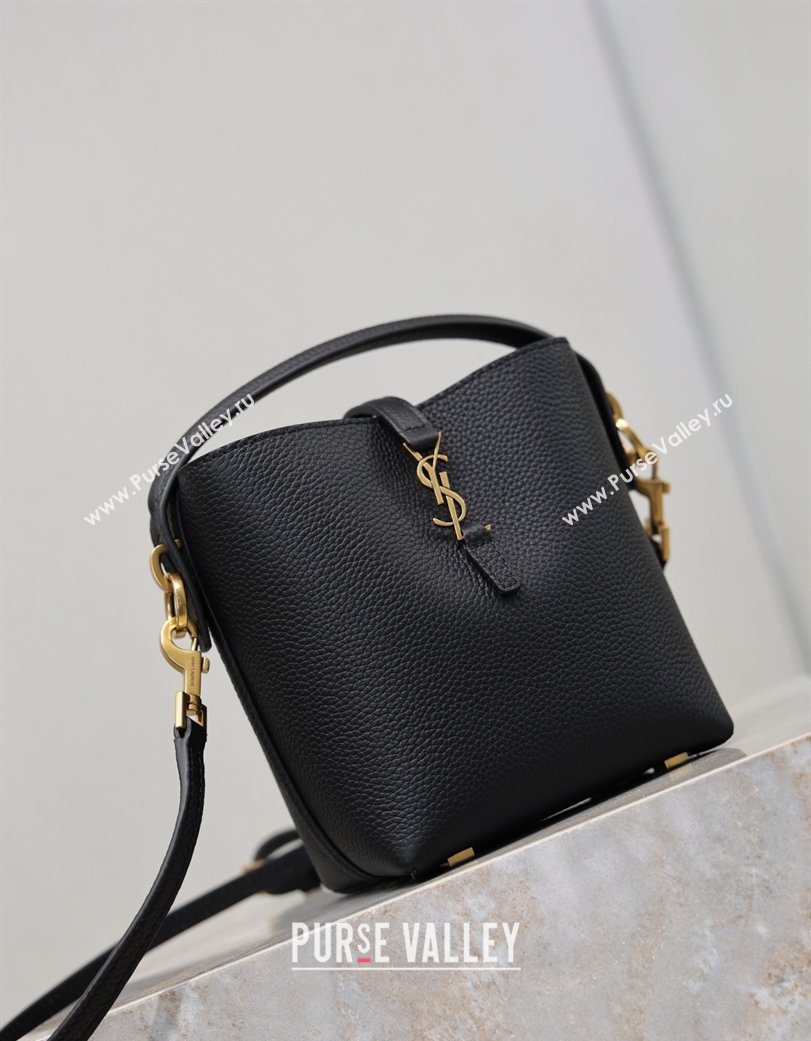 Saint Laurent LE 37 Mini Bucket Bag in Grained leather 765870 Black 2026 (YY-260119070)