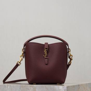 Saint Laurent LE 37 Mini Bucket Bag in Grained leather 765870 Burgundy 2026 (YY-260119071)