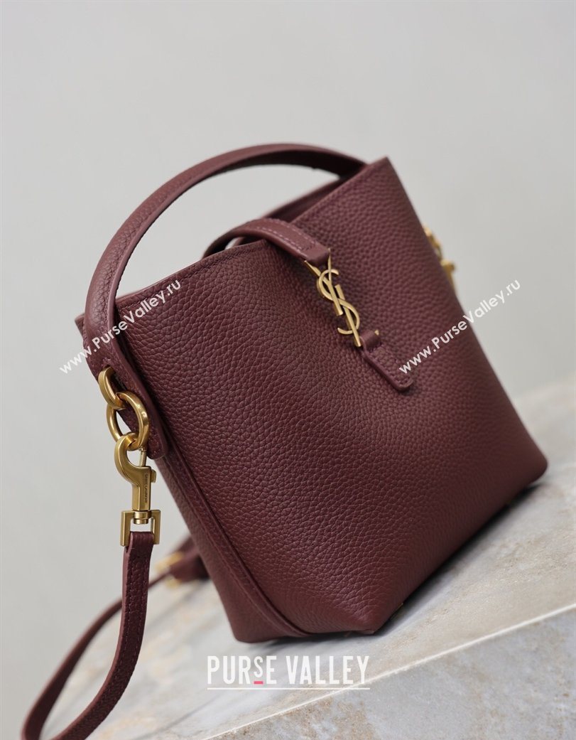 Saint Laurent LE 37 Mini Bucket Bag in Grained leather 765870 Burgundy 2026 (YY-260119071)