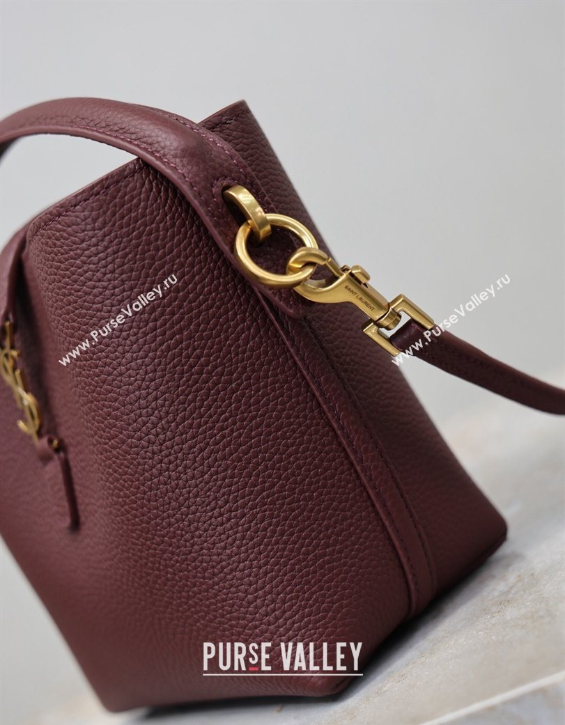 Saint Laurent LE 37 Mini Bucket Bag in Grained leather 765870 Burgundy 2026 (YY-260119071)