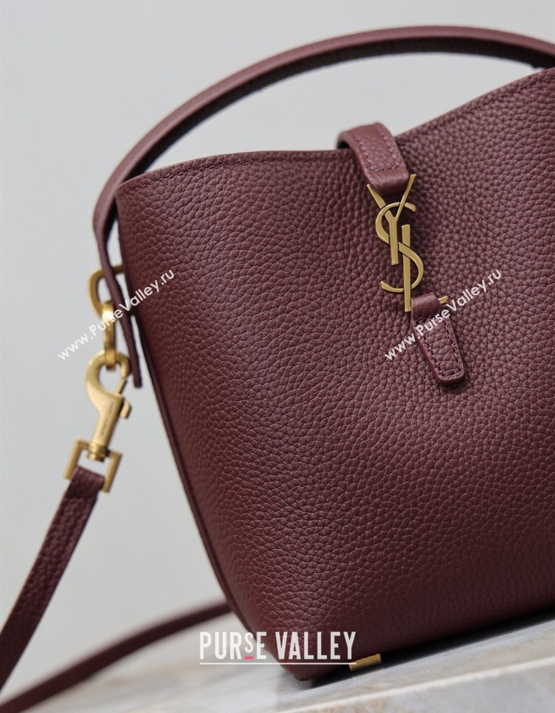 Saint Laurent LE 37 Mini Bucket Bag in Grained leather 765870 Burgundy 2026 (YY-260119071)