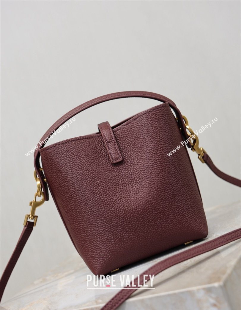 Saint Laurent LE 37 Mini Bucket Bag in Grained leather 765870 Burgundy 2026 (YY-260119071)