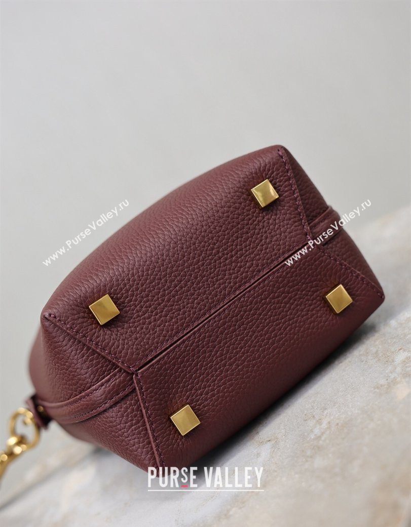 Saint Laurent LE 37 Mini Bucket Bag in Grained leather 765870 Burgundy 2026 (YY-260119071)