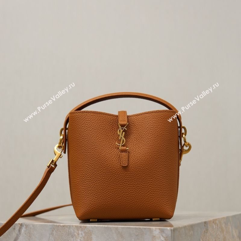 Saint Laurent LE 37 Mini Bucket Bag in Grained leather 765870 Clay Yellow 2026 (YY-260119072)