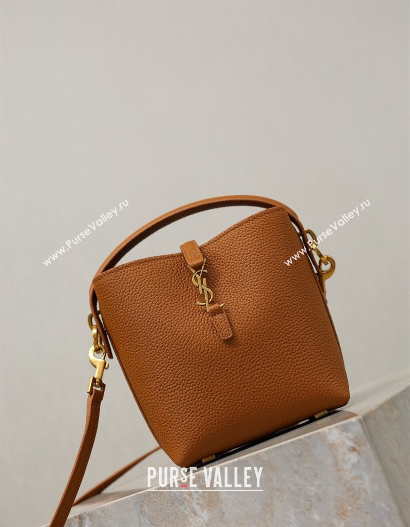Saint Laurent LE 37 Mini Bucket Bag in Grained leather 765870 Clay Yellow 2026 (YY-260119072)
