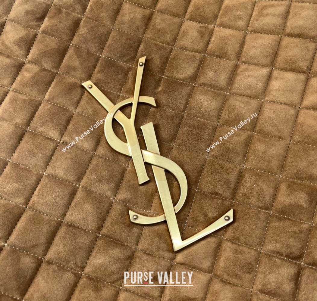 Saint Laurent Icare Maxi Shopping Bag in Quilted Suede 698651 Brown 2026 (nana-260119044)