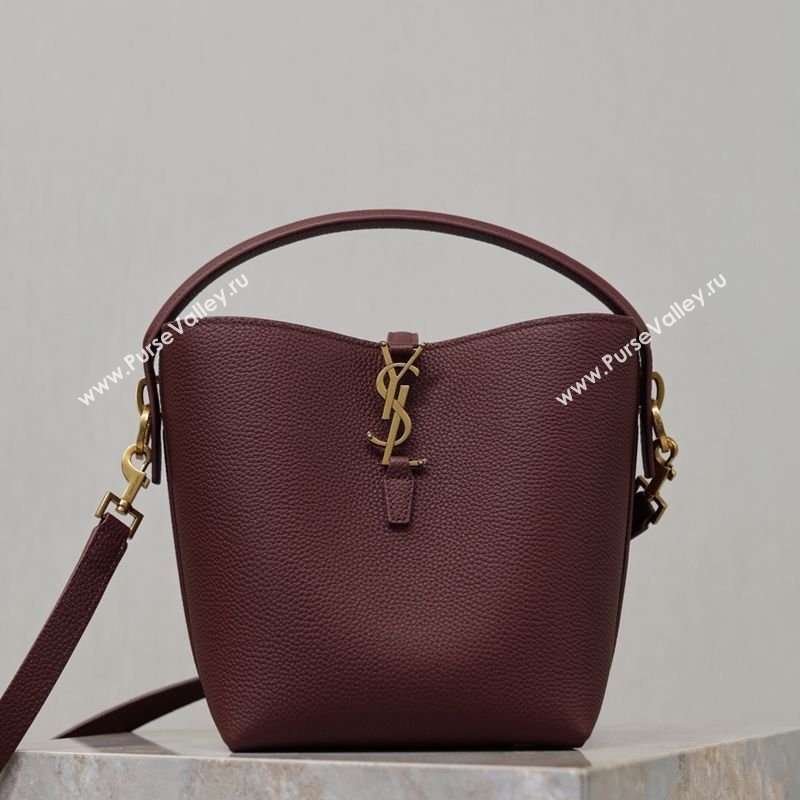 Saint Laurent LE 37 Small Bucket Bag in Grained leather 749036 Burgundy 2026 (YY-260119074)