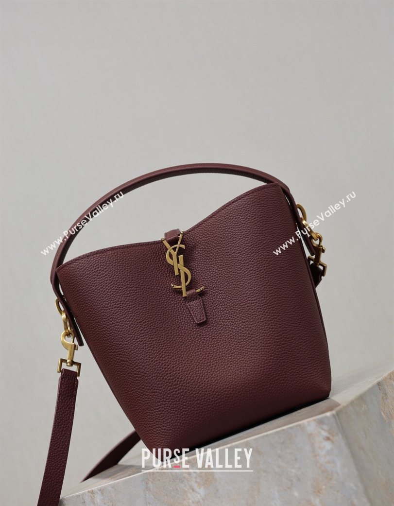 Saint Laurent LE 37 Small Bucket Bag in Grained leather 749036 Burgundy 2026 (YY-260119074)